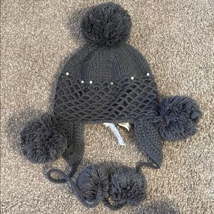 Cozy Gray Knit Pom-Pom Hat for Kids